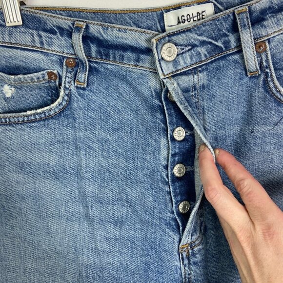 AGOLDE Revolve Nico High Waist Ankle Slim Fit Jeans Size‎ 29 Blue Denim Button - Picture 6 of 11